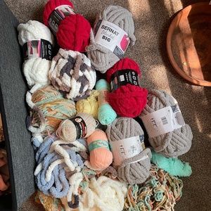 bundle of chunky yarns